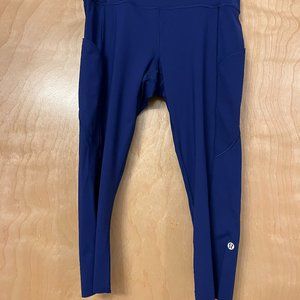 Lululemon Fast and Free Crop 19" Capris. Royal Blue, Size 10. Like New!